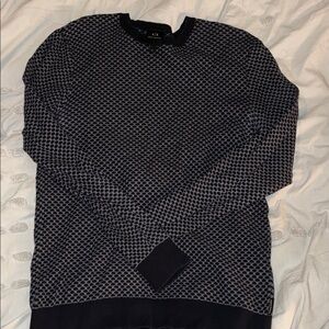 Armani Exchange Dark Navy Blue Patterned Cotton Texture Sweater
